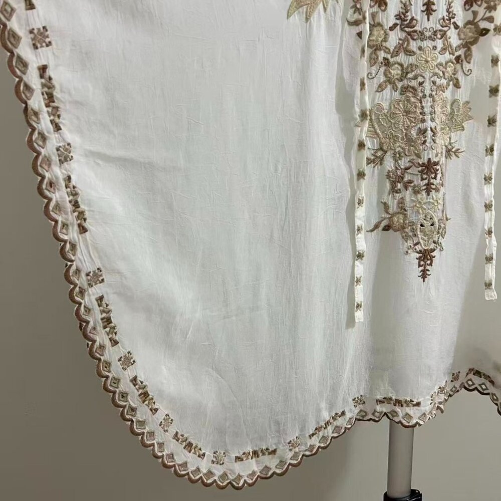 NWOT Johnny Was Embroidered Floral Kaftan Shirt Blouse Oversized Sz M - Picture 7 of 16
